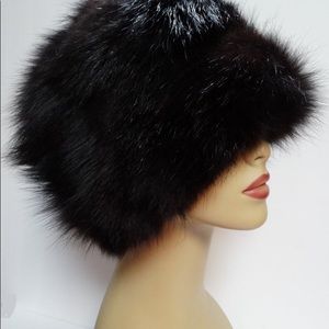Vintage Black Blue Fox Hat